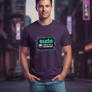 Sudo Make me Sandwich Classic Crew T-Shirt For Men - Purple