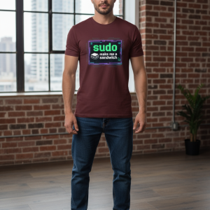 Sudo Make me Sandwich Classic Crew T-Shirt For Men - Maroon