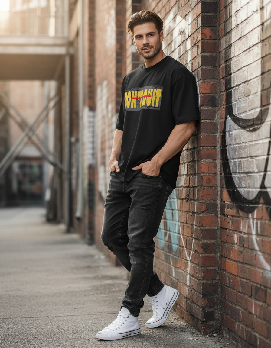 Don't Quit Men's Oversized Classic T-Shirt - Image 3