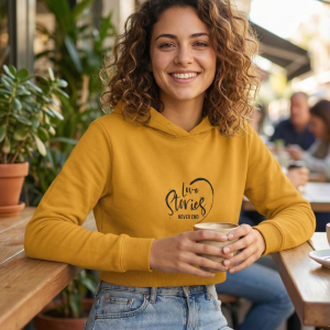 Love Stories Female Cropped Hoodie - Mustard Yellow