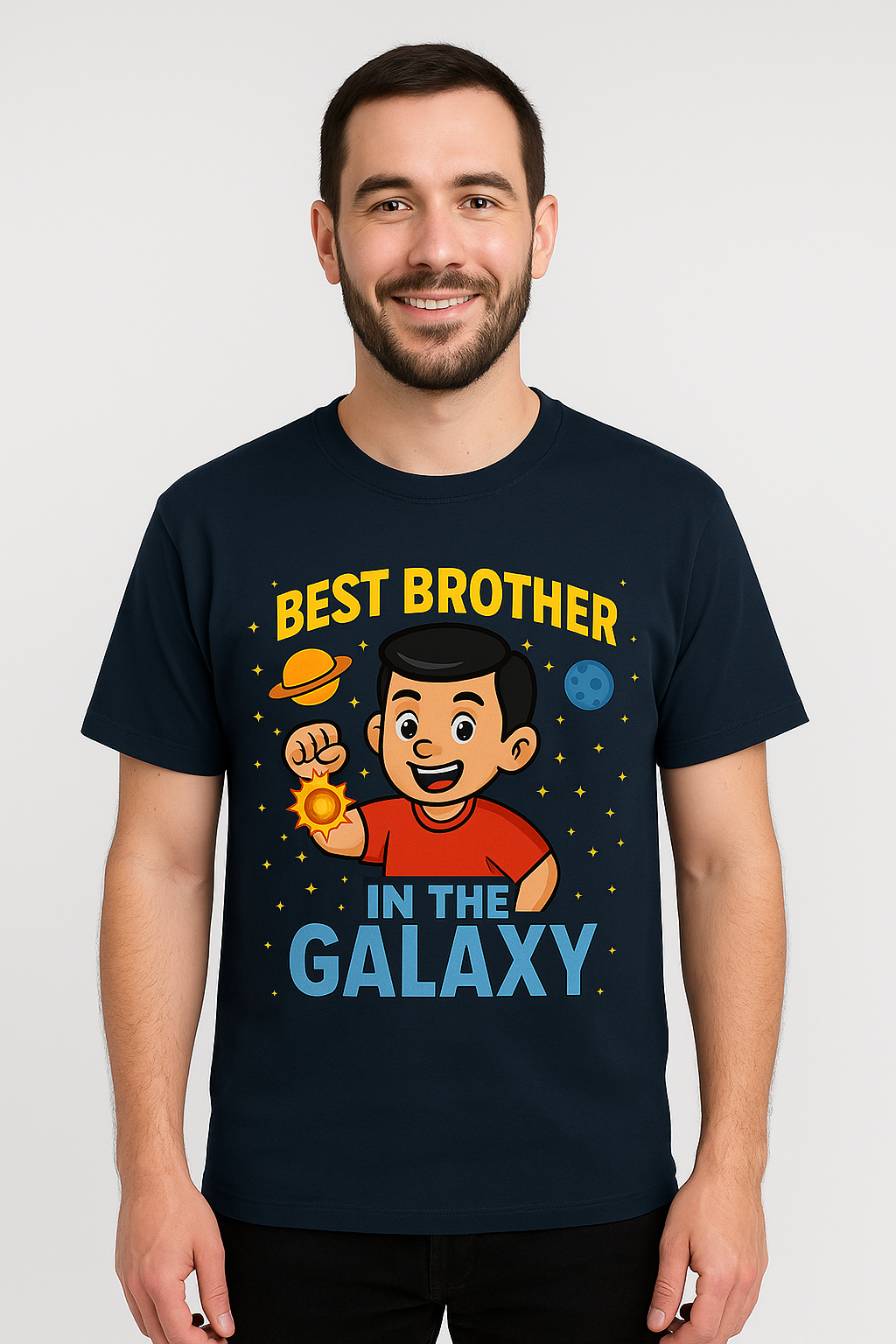 Best Broter In the Galaxy Raksha Bandhan Special Men's Classic Crew T-Shirt - Image 4